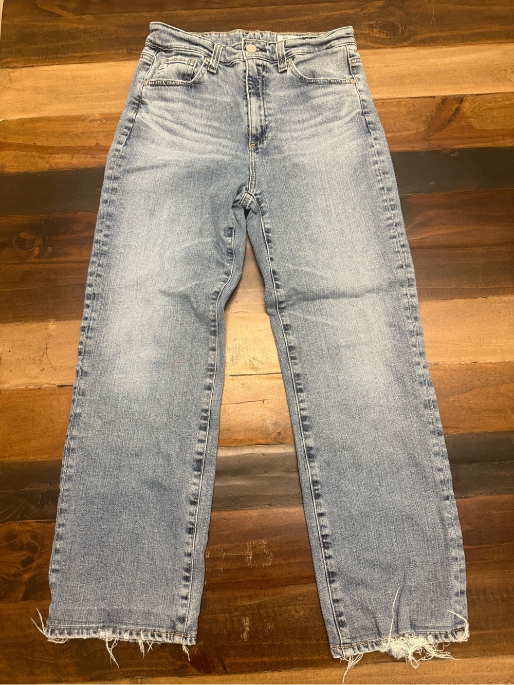 AG Adriano Goldschmied Clove Rework High Rise Relaxed Straight Jeans 27 Cut
Hem
